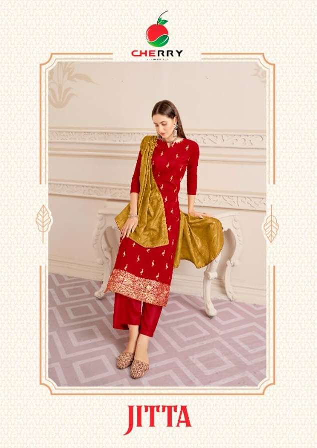 CHERRY PRESENTS JITTA 3501-3504 SERIES FANCY SILK DESIGNER SALWAR SUITS COLLECTION AT WHOLESALE PRICE N920