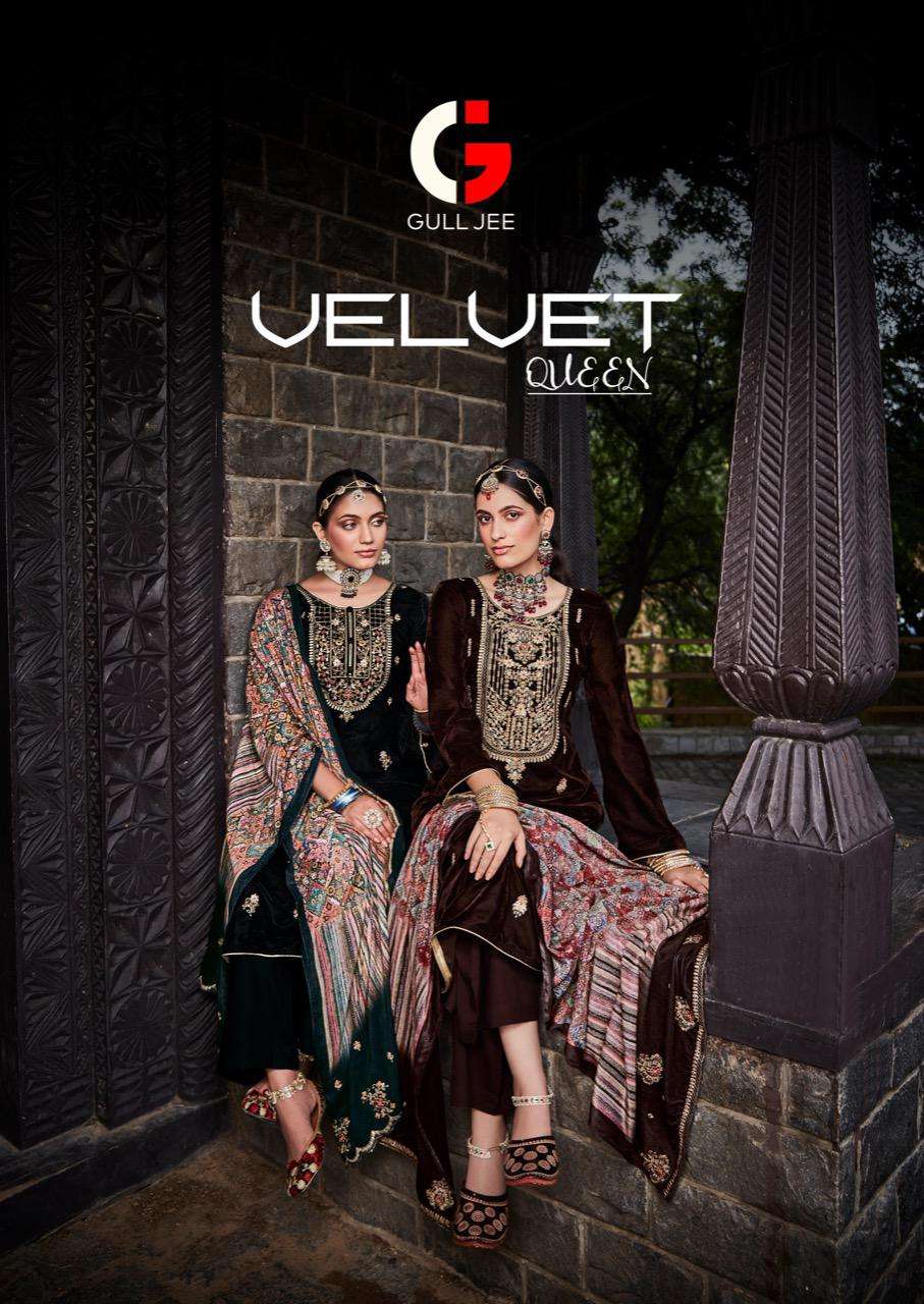 GULL JEE PRESENTS VELVET QUEEN 15101-15106 SERIES VELVET EMBROIDERY WORK WINTER SUITS COLLECTION AT WHOLESALE PRICE N917