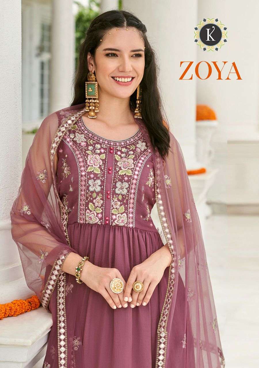 KALKI FASHION PRESENTS ZOYA 33001-33004 SERIES VISCOSE SILK EMBROIDERED READYMADE SUITS COLLECTION AT WHOLESALE PRICE N1052