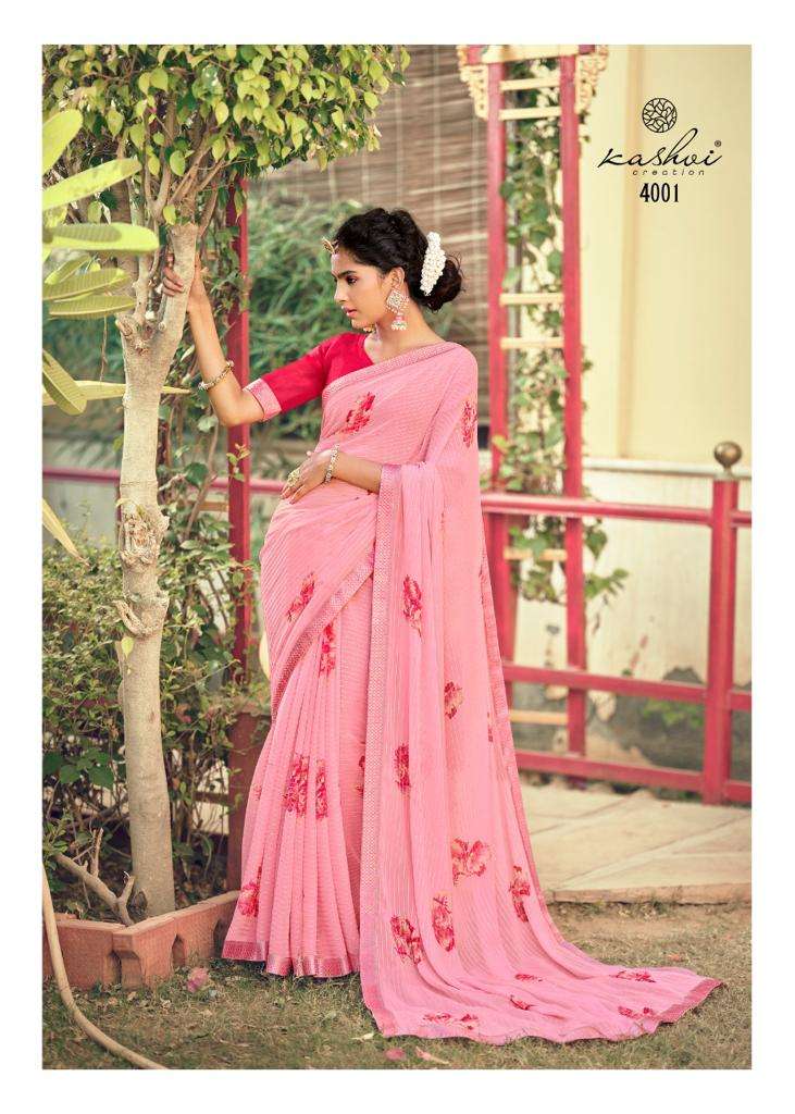KASHVI PRESENTS RAGINI 4001-4010 SERIES GEORGETTE PARTY WEAR SAREES COLLECTION AT WHOLESALE RATES N1169