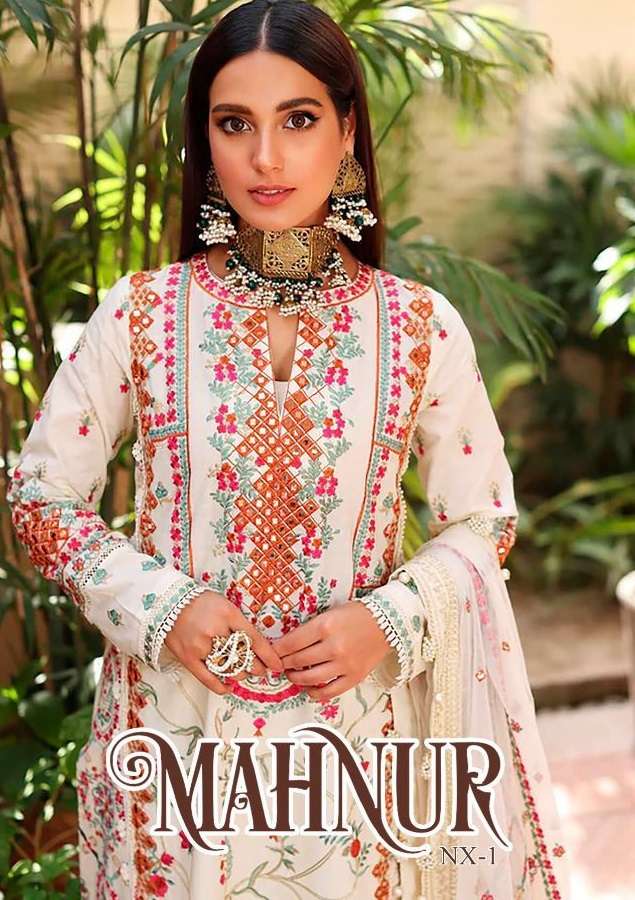 MAHNUR PRESENTS MAHNUR NX-1 6001 AND 6002 DESIGN GEORGETTE EMBROIDERY WORK SUITS COLLECTION AT WHOLESALE RATES N1087