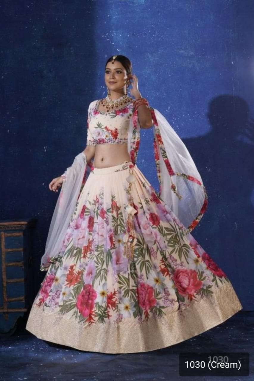 MYSTERY PRESENTS 1030 CREAM COLOURS EXCLUSIVE FESTIVAL LEHENGA CHOLI COLLECTION AT WHOLESALE PRICE N1210