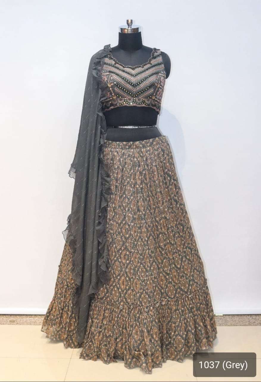 MYSTERY PRESENTS 1037 GREY INDIAN WEDDING LEHENGA CHOLI COLLECTION AT WHOLESALE PRICE N1210