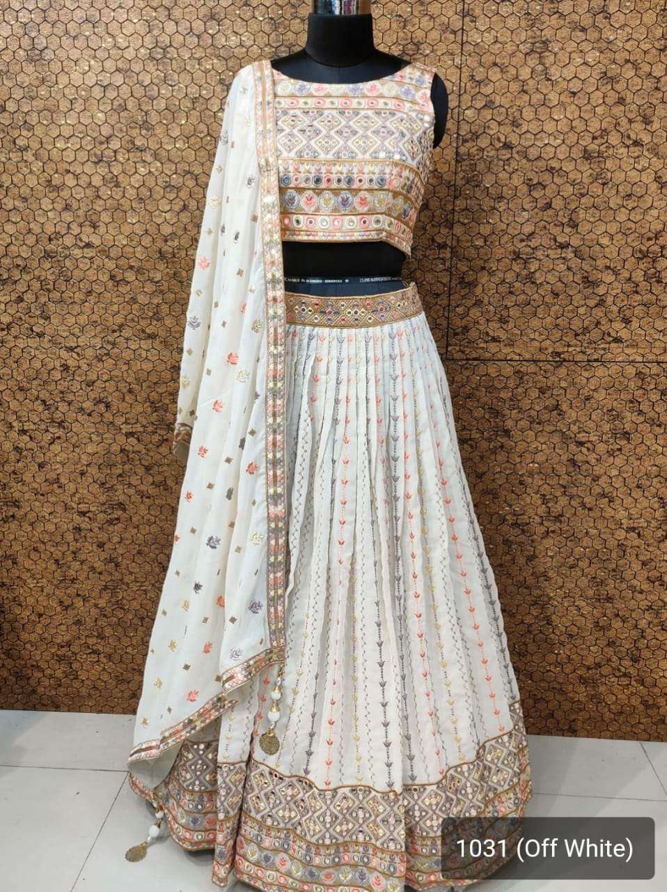 MYSTERY ROSE PRESENTS 1031 OFF WHITE EMBROIDERED LEHENGA CHOLI COLLECTION AT WHOLESALE PRICE N1210