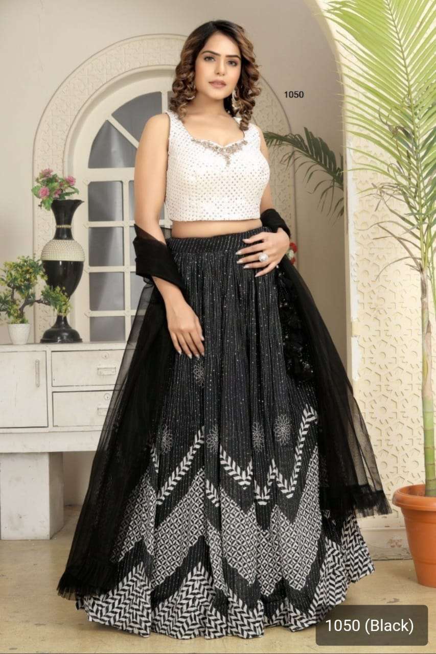 MYSTERY ROSE PRESENTS 1050 BLACK WESTERN WEAR LEHENGA CHOLI READYMADE COLLECTION AT WHOLESALE PRICE N1210