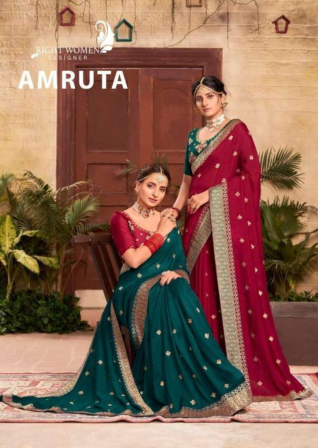 RIGHT WOMEN PRESENTS AMRITA 81631-81638 SERIES FANCY SILK INDIAN WEDDING SAREES COLLECTION AT WHOLESALE PRICE N976