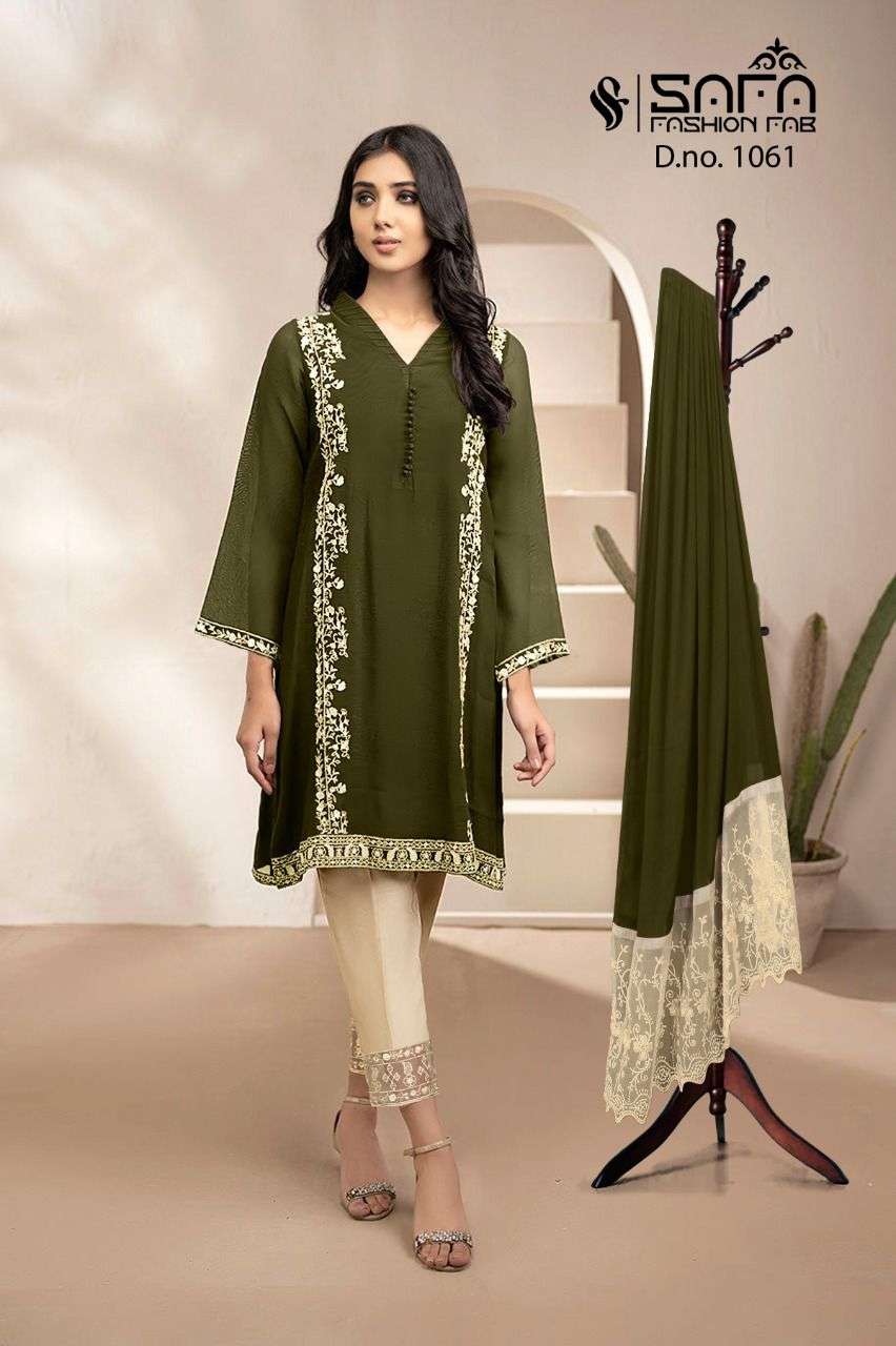 SAFA FASHION PRESENTS 1061 COLOURS HEAVY GEORGETTE DESIGNER READYMADE SUITS COLLECTION AT WHOLESALE PRICE N1124