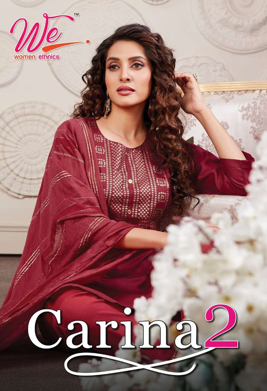 WE PRESENTS CARINA VOL-2 8801 TO 8808 SERIES PARTY WEAR KURTIS PANT WITH DUPATTA SET AT WHOLESALE PRICE N1051