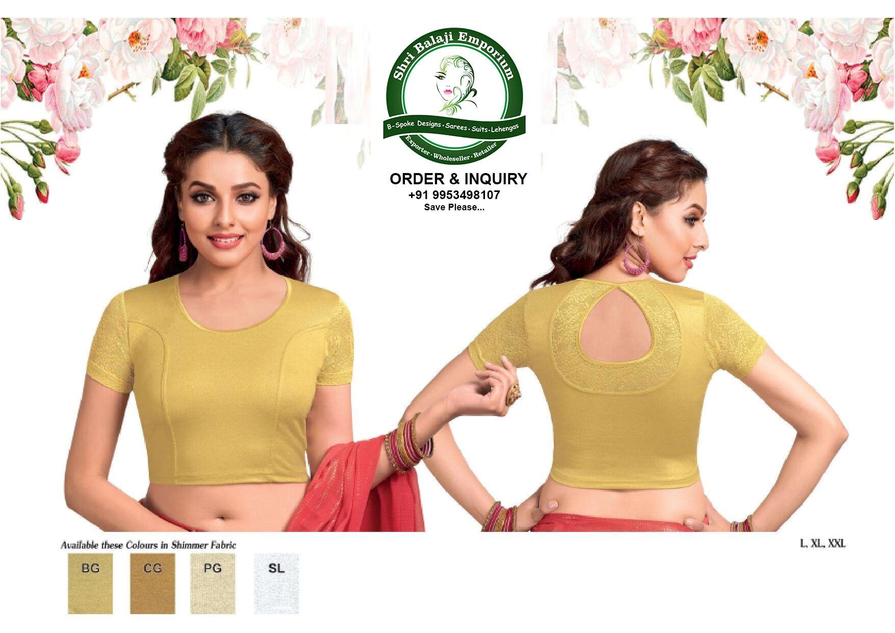 Balaji Emporium Presents Designer Lycra Stretchable Comfy Fancy Neck Saree Blouse Readymade Crop Top Choli 109