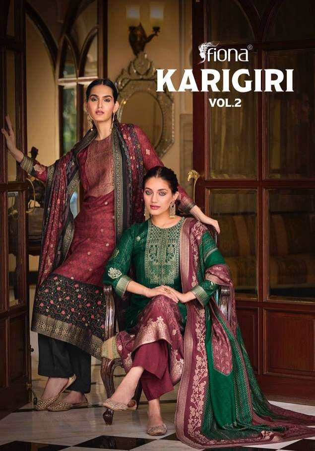 FIONA PRESENTS KARIGIRI VOL-2 51301 TO 51306 SERIES VISCOSE PASHMINA WINTER SUITS COLLECTION AT WHOLESALE PRICE 3762