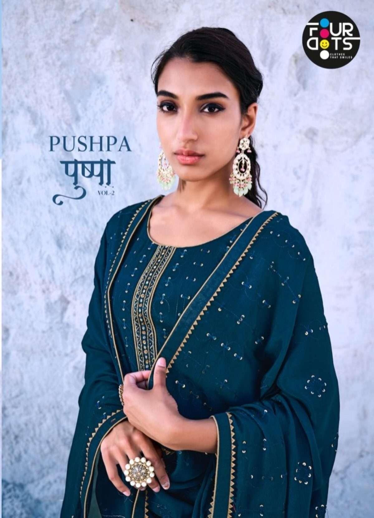 FOUR DOTS PRESENTS PUSHPA VOL-2 921 TO 924 SERIES VISCOSE CHIFFON SALWAR SUITS COLLECTION AT WHOLESALE PRICE N1212