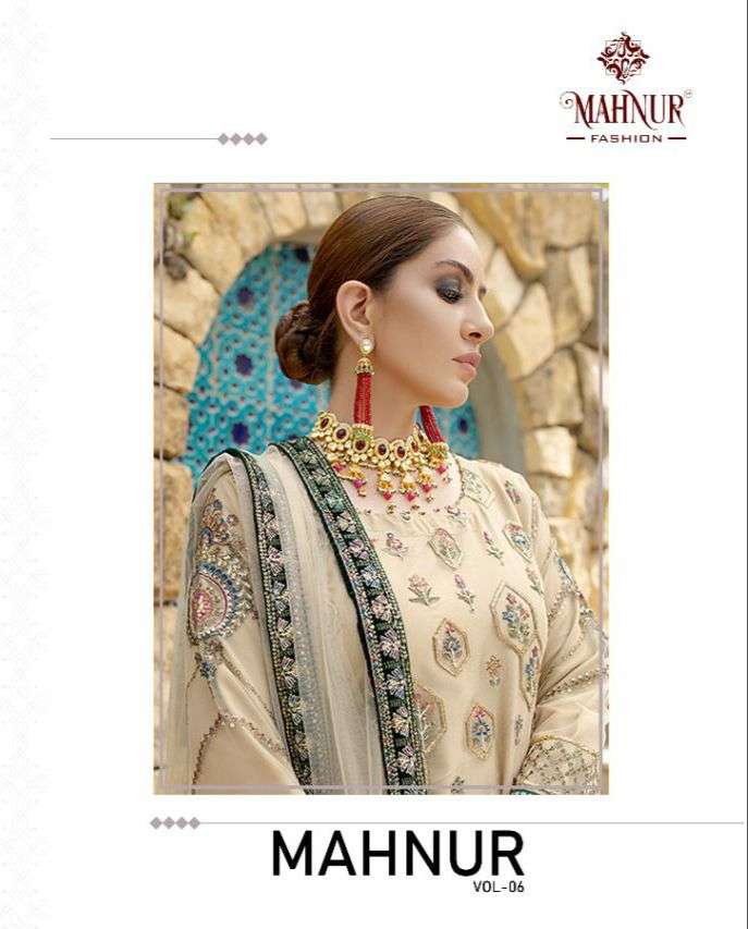 MAHNUR PRESENTS MAHNUR VOL-6 1001 TO 1003 SERIES INDIAN PAKISTANI WHOLESALE SUITS COLLECTION 7018