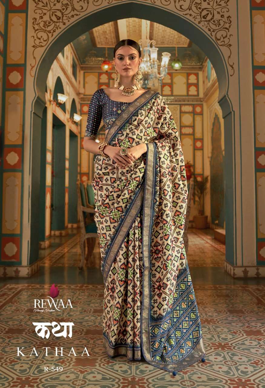 REWAA PRESENTS KATHAA 549 COLOURS PARTY WEAR PATOLA DESIGNER SAREES COLLECTION WHOLESALE PRICE 3649