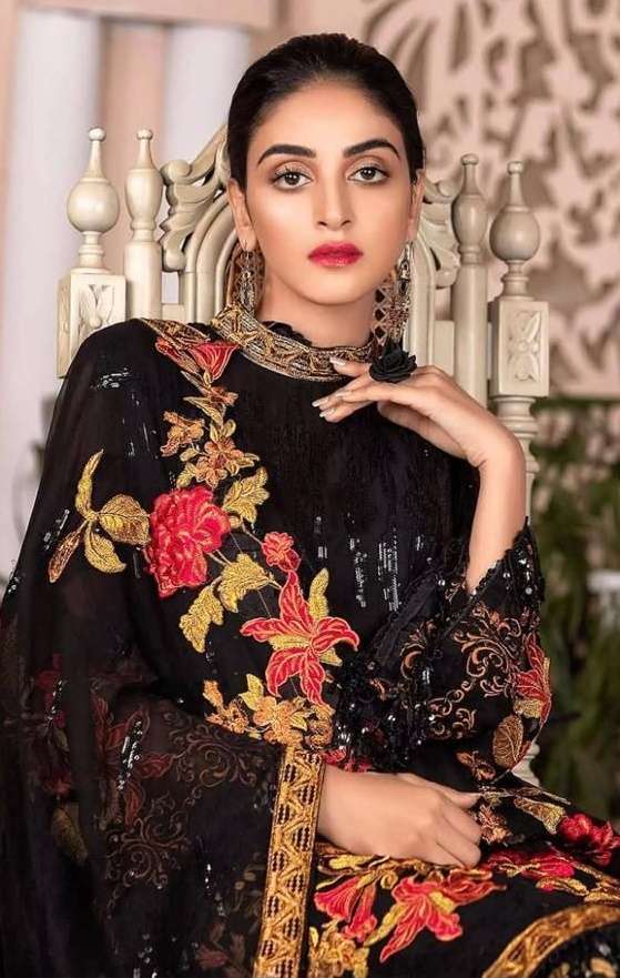 RINAZ PRESENTS DNO 1061 BLACK INDIAN MUSLIM PAKISTANI NET WITH HEAVY EMBROIDERY STRAIGHT PANT SALWAR KAMEEZ SUIT PARTY EID FESTIVE WEDDING WEAR WHOLESALE COLLECTION 3529