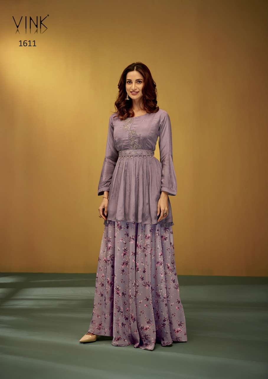 VINK PRESENTS LILAC 1611-1616 SERIES VISCOSE CHINNON KURTIS WITH PLAZZO SET AT WHOLESALE PRICE 3559