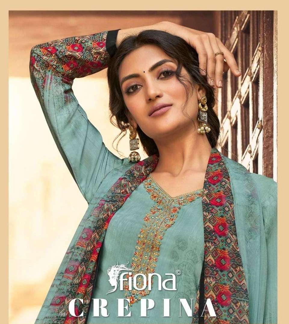 FIONA PRESENTS CREPINA 23081-23087 SERIES CREPE DIGITAL PRINTED SUITS COLLECTION AT WHOLESALE PRICE 7342