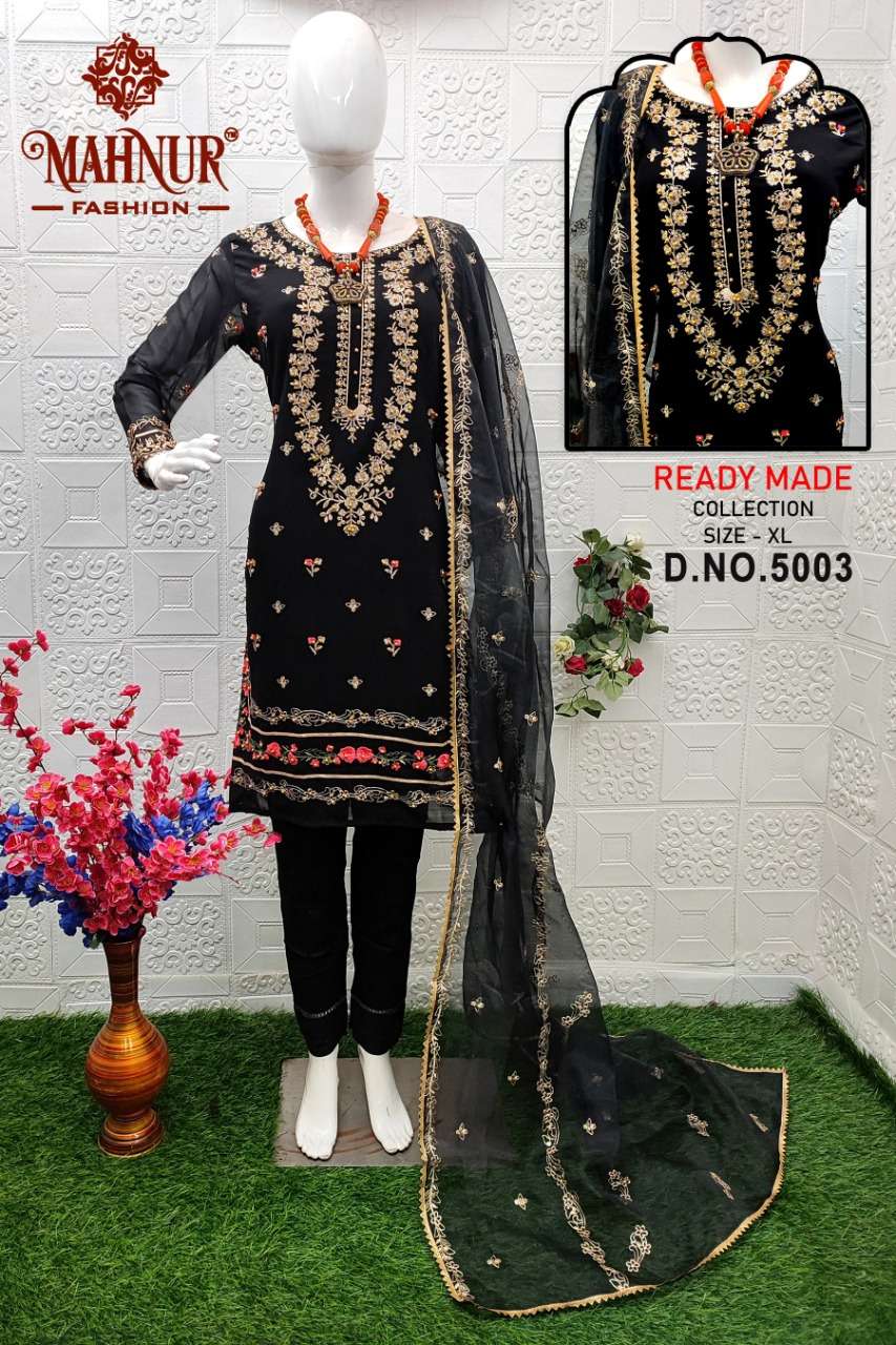 MAHNUR PRESENTS 5003 DESIGN BLACK PAKISTANI SUITS READYMADE COLLECTION AT WHOLESALE PRICE 7343