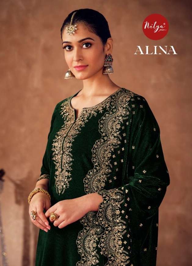Nitya Presents Alina 4100-A To 4100-E Series Indian Women Designer Haevy Velvet Salwar Kameez Suit Winter Special Collection At Best Price