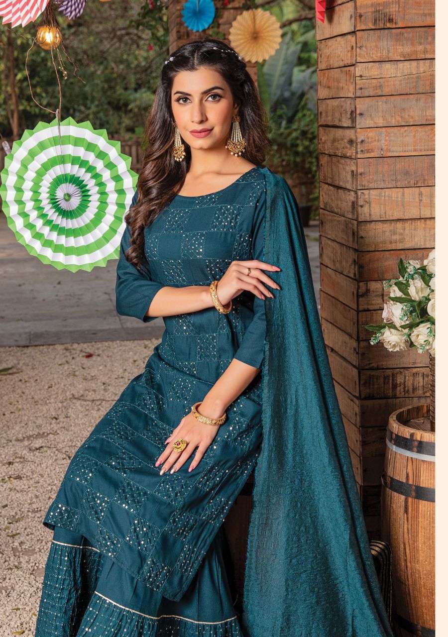 WANNA PRESENTS LAILA 101-105 SERIES RAYON PARTY WEAR READYMADE SUITS COLLECTION AT WHOLESALE PRICE 7231