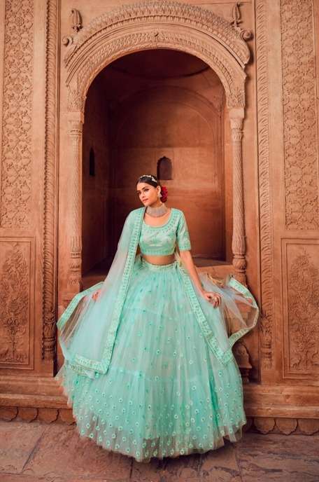 AAHVAN PRESENTS VOL-2 1101 TO 1103 SERIES SILK EMBROIDERY WORK LEHENGA CHOLI COLLECTION AT WHOLESALE PRICE 7621