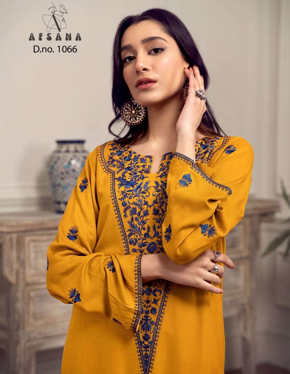 AFSANA PRESENTS 1066 DESIGN YELLOW DESIGNER READYMADE SUITS PAKISTANI COLLECTION AT WHOLESALE PRICE 7773