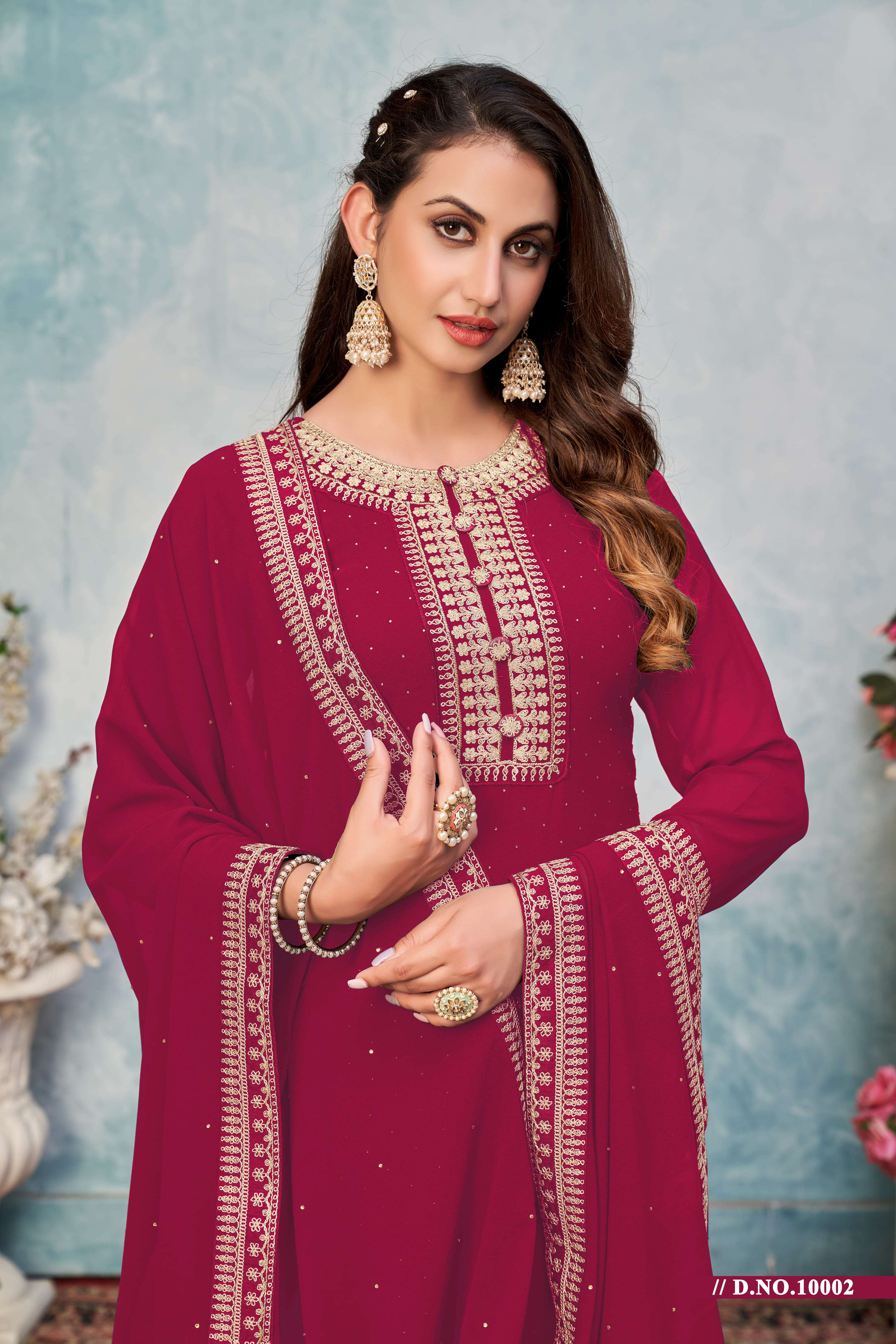 ANJUBAA PRESENTS VOL-1 10001 TO 10004 SERIES GEORGETTE EMBROIDERY WORK SALWAR SUITS WHOLESALE COLLECTION 7743