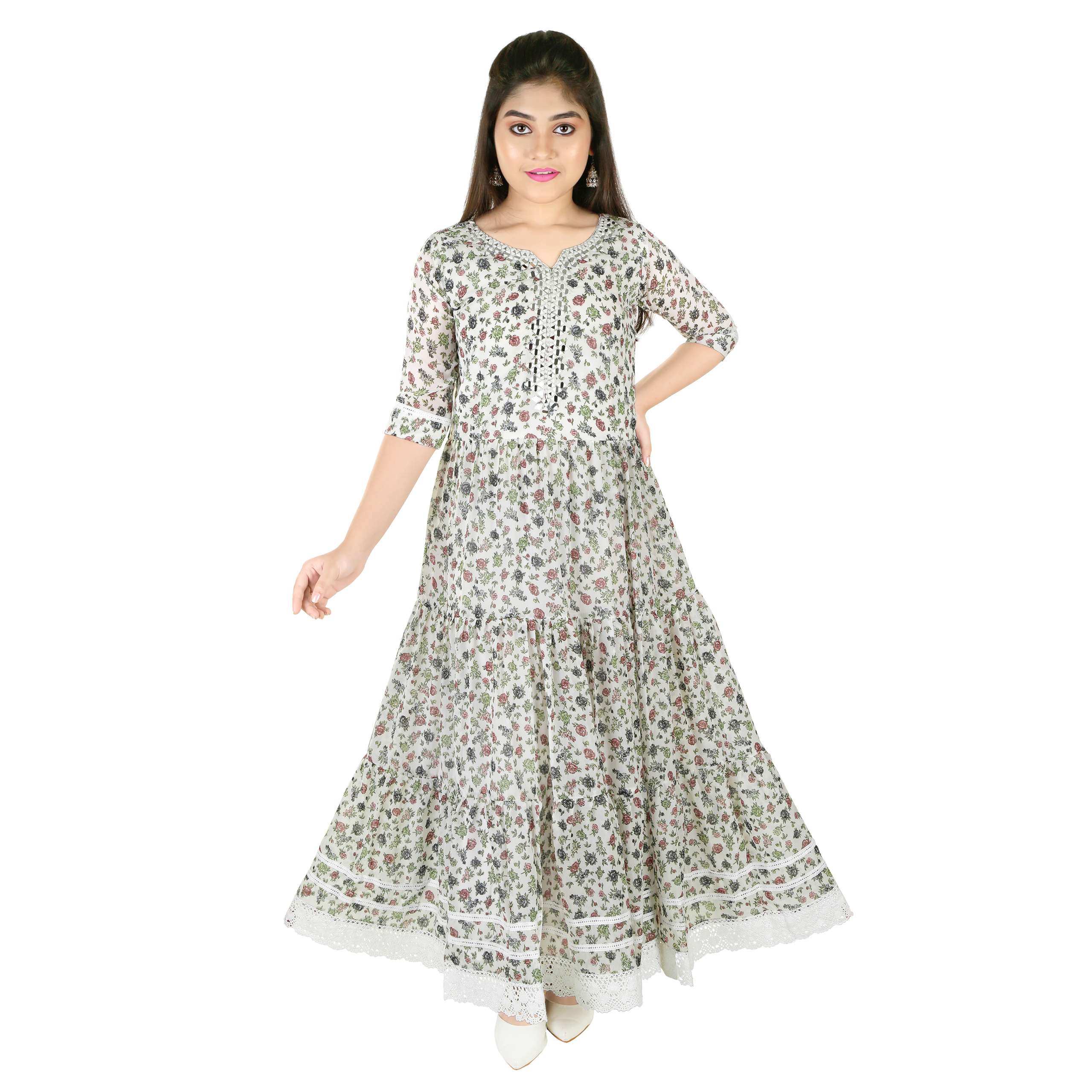 Balaji Emporium Presents Kids Wear Special Designer Indian Party Wear Georgette Print Gown Girlish Dress Collection At Best Price 9009