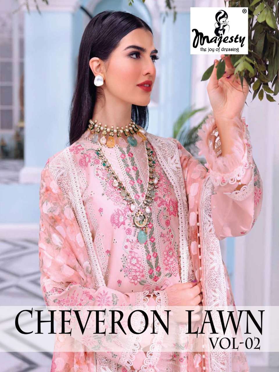 MAJESTY PRESENTS CHEVERON LAWN VOL-2 4001 TO 4005 SERIES COTTON PRINTED SALWAR SUITS WITH CHIFFON DUPATTA SET AT WHOLESALE RATES 7874