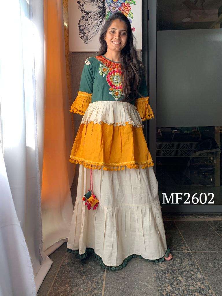 MESMORA PRESENTS 2600-2606 SERIES COLOURFUL EMBROIDERED LONG KEDIA TOPS COLLECTION AT WHOLESALE PRICE 7736
