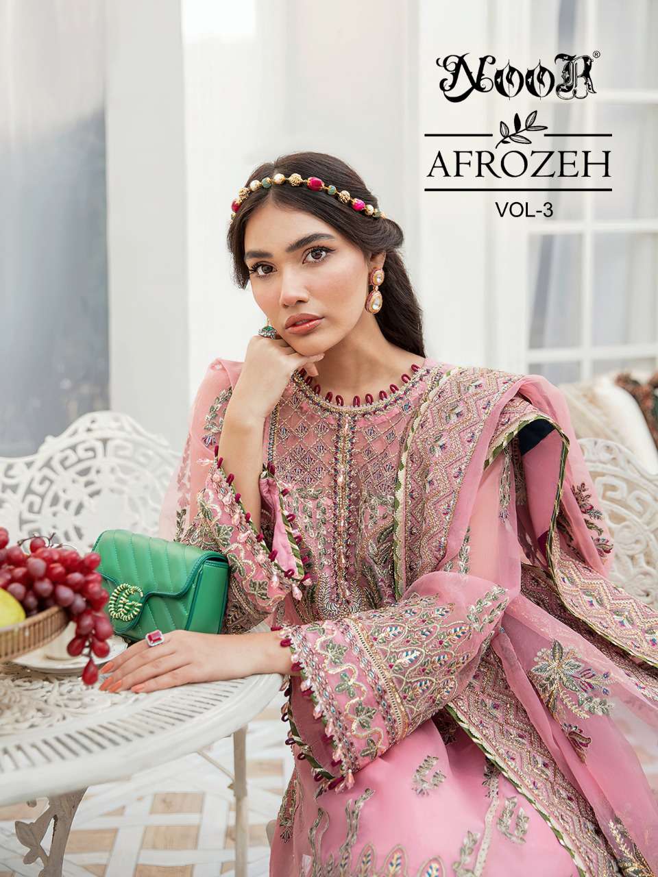 NOOR PRESENTS AFROZEH VOL-3 13041 TO 13043 SERIES INDIAN PAKISTANI SALWAR SUITS COLLECTION AT WHOLESALE PRICE 7910