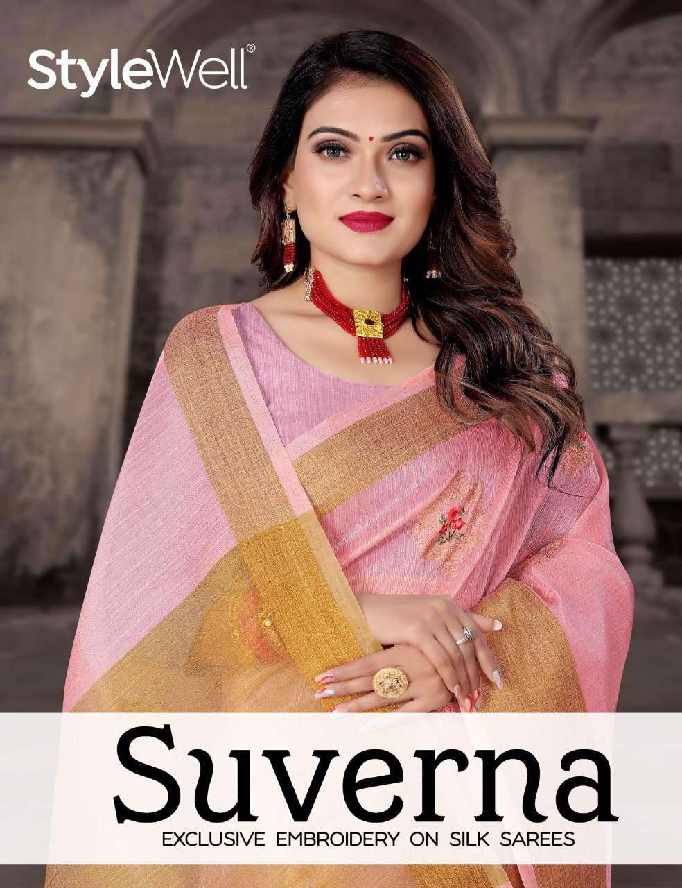 STYLEWELL PRESENTS SUVERNA 2218-2222 SERIES SILK DESIGNER WEDDING SAREES COLLECTION AT WHOLESALE PRICE 7839