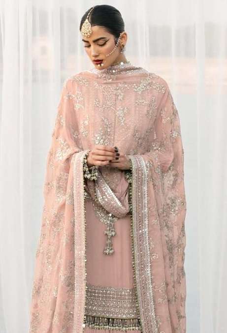 SERENE PRESENTS S-98 A DESIGN GEORGETTE EMBROIDERY WORK PAKISTANI SUITS COLLECTION AT WHOLESALE RATES 7936