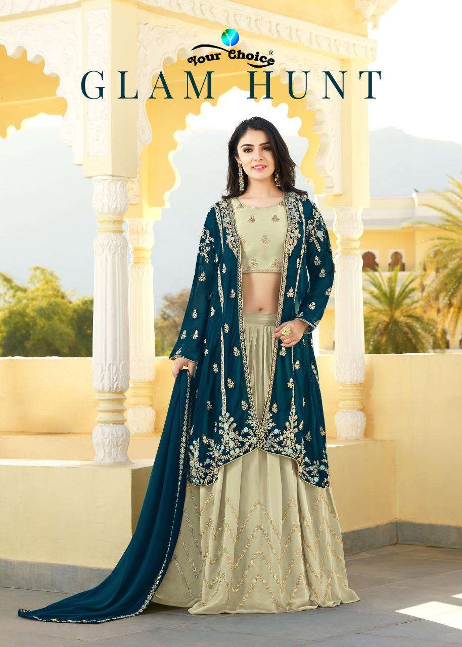 YOUR CHOICE PRESENTS GALM HUNT 4134-4137 SERIES FANCY GEORGETTE DESIGNER SUITS AT WHOLESALE PRICE 7964