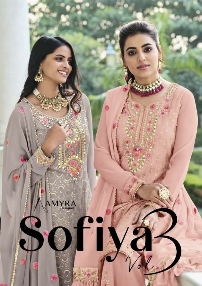Amyra Designer Sofia Vol-3 Dno 509 - 512 Series Women Indian Traditional Pakistani Straight Plazzo salwar Kameez Suit Party Festive Eid Special Wear At Wholesale Price
