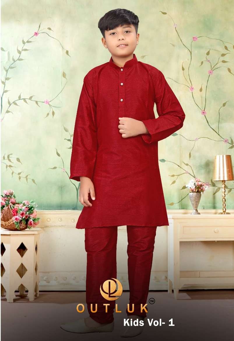 Outlook Kids Vol -1 Dno 101 - 108 Series Mens Indian Traditional Silk Kurta Pajama For Boys Kids Wear Party Eid Special Festive Wear At Wholesale Price 