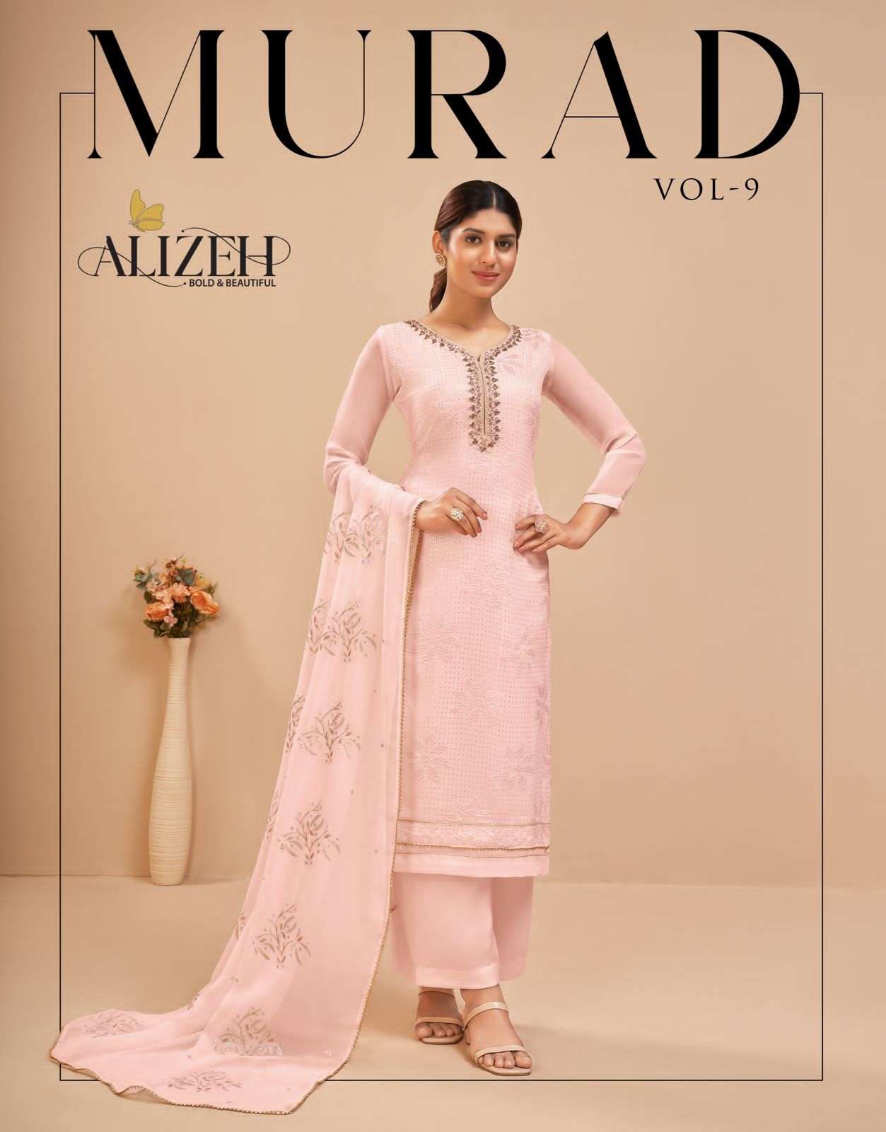 Alizeh Murad Vol-9 Dno 2045A - 2046D Series Women Indian Traditional Georgette Pant Salwar Kameez Suit Party Festive  Traditional Wear Abaya At Wholesale price 