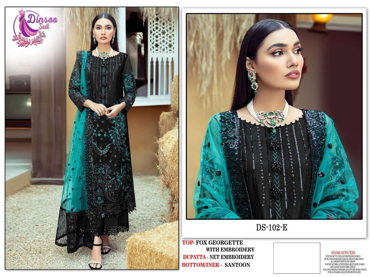 Sajawat Presents Dinsaa D.No-102 Series Latest Hit Designer Pakistani Suits At Best Wholesale Price