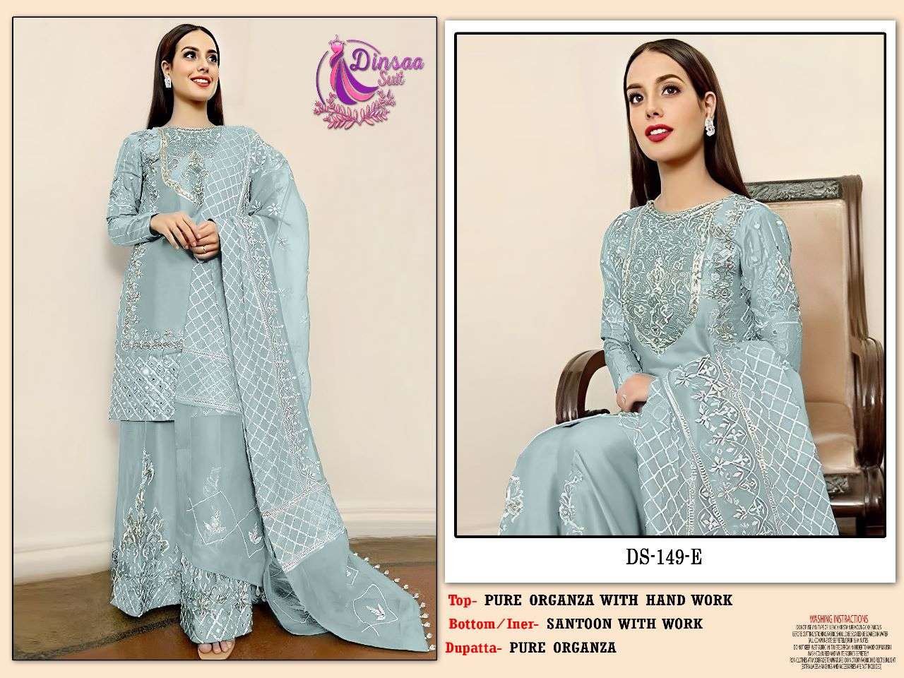 Sajawat Presents Dinsaa D.No-149E Series Latest Hit Designer Pakistani Suits At Best Wholesale Price
