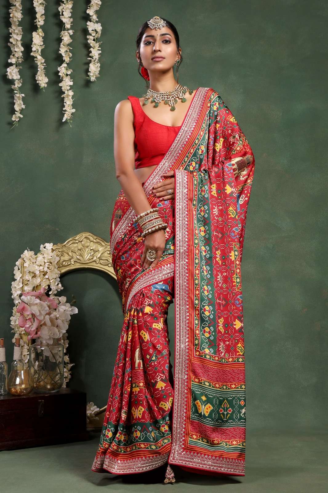 Beautiful Fancy saree with digital print for Party wear 