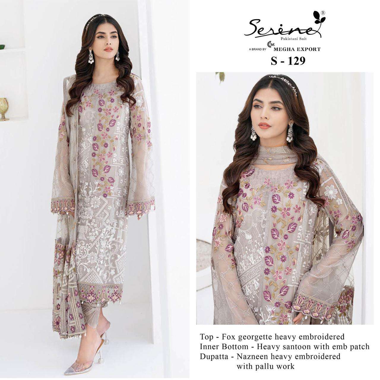 Serine Presents S-129 Letest Designe Pakistani Suit At Best Wholesale Price