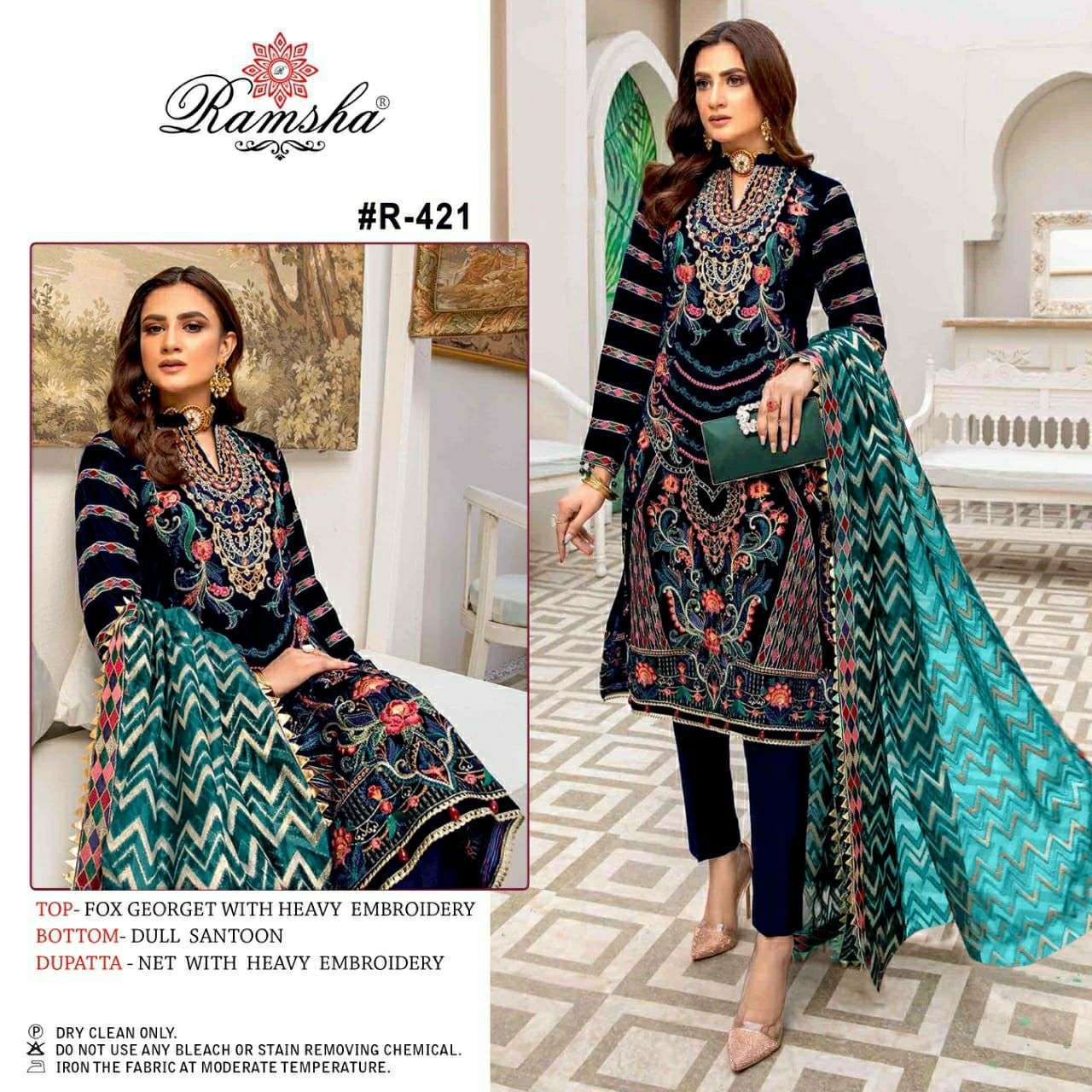 Indian Pakistani Suits Ramsha with embroidery & patch work