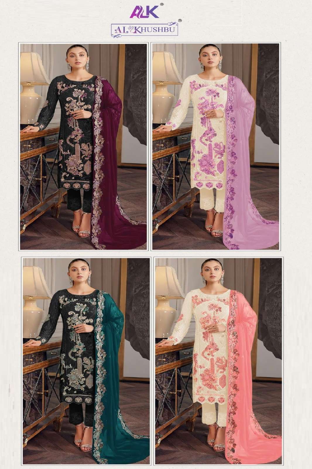 AL KHUSHBOO 5028 A TO D SEMI STICHED PAKISTANI SALWAR SUITS