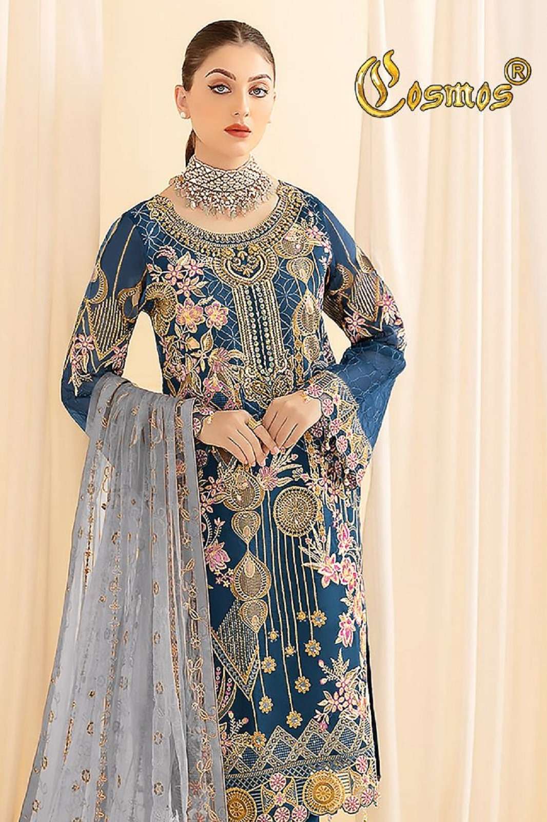 COSMOS GOLD 21 FOX GEORGETTE SEMI STICHED PAKISTANI SUIT