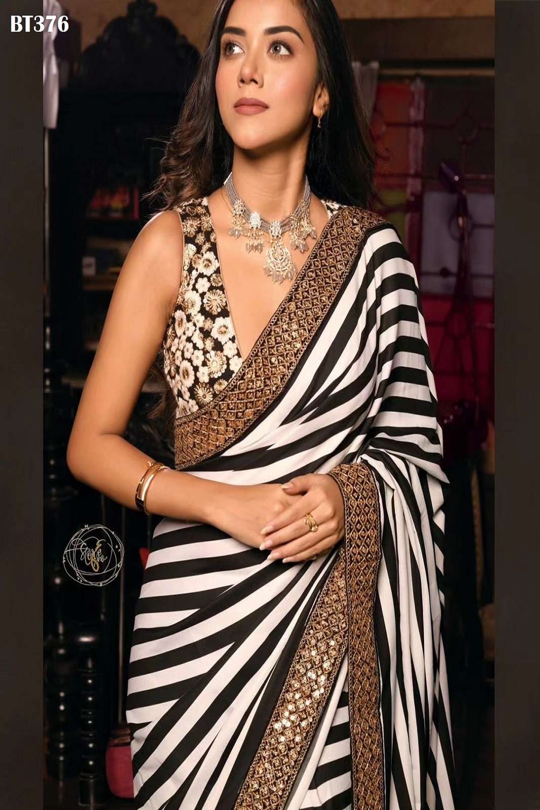 AN376 HEAVY GEORGETTE FANCY SEQUENCE WORK SAREE