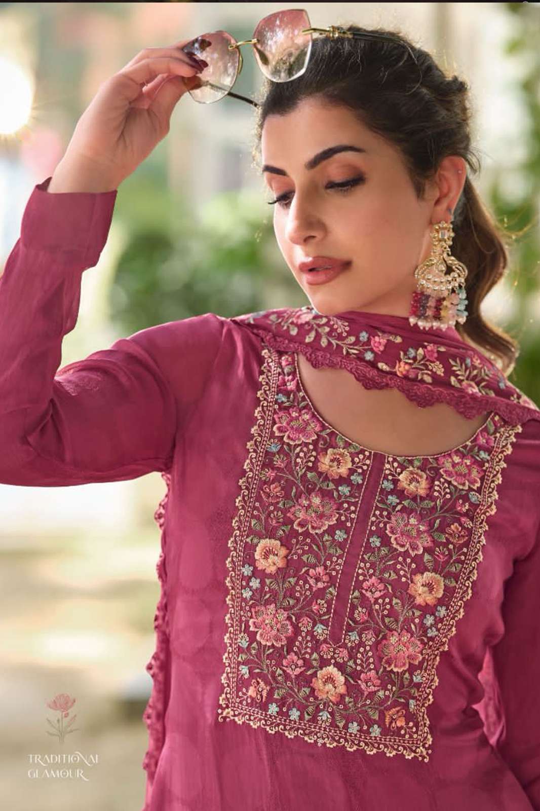  AVON PASTEL BREEZE ORGANZA SELF WOVEN SUIT WITH EXCLUSIVE PARSI EMBROIDERY DUPATTA
