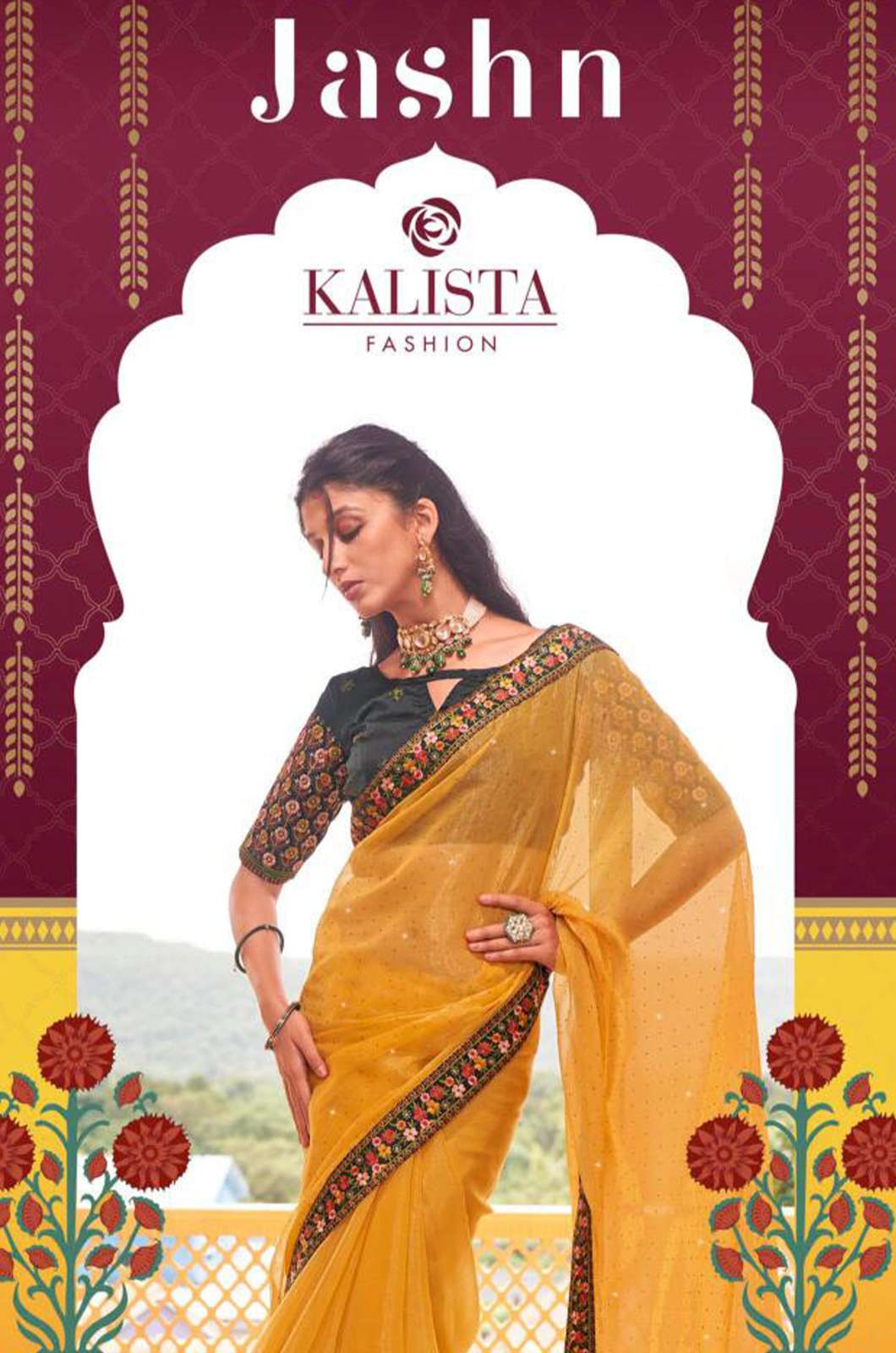 Kalista jashn Silk Saree with Heavy floral thread work Border