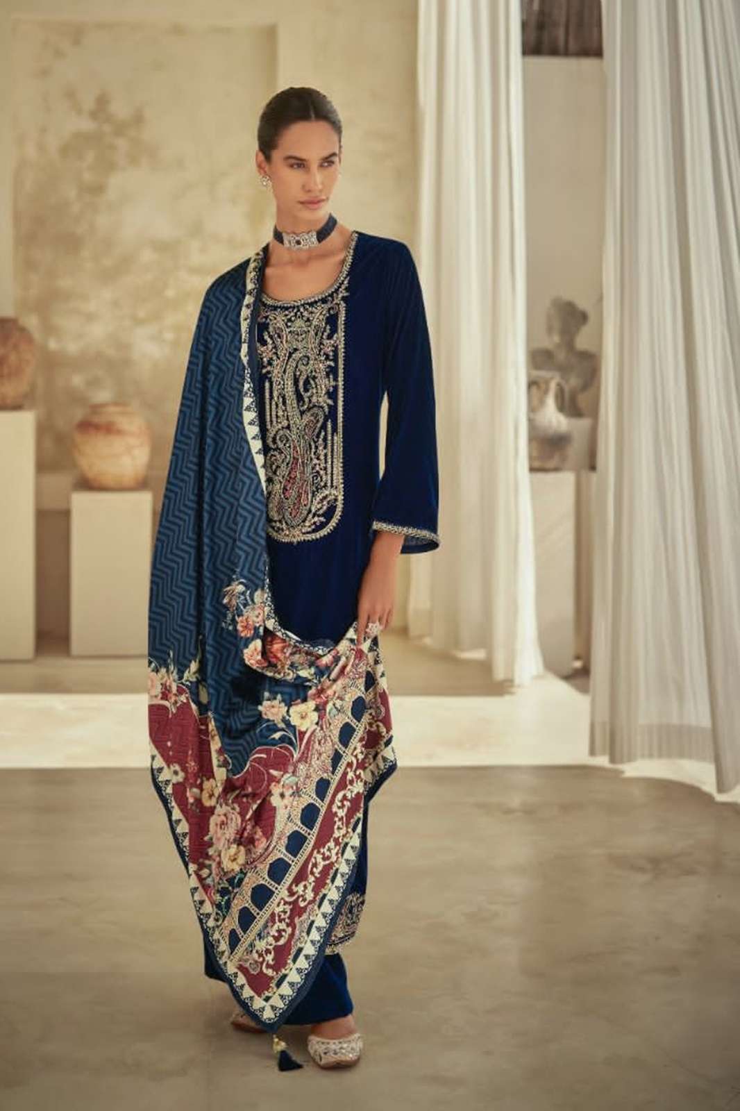 Kesar Qurbat pure velvet with elegant embroidery Suit