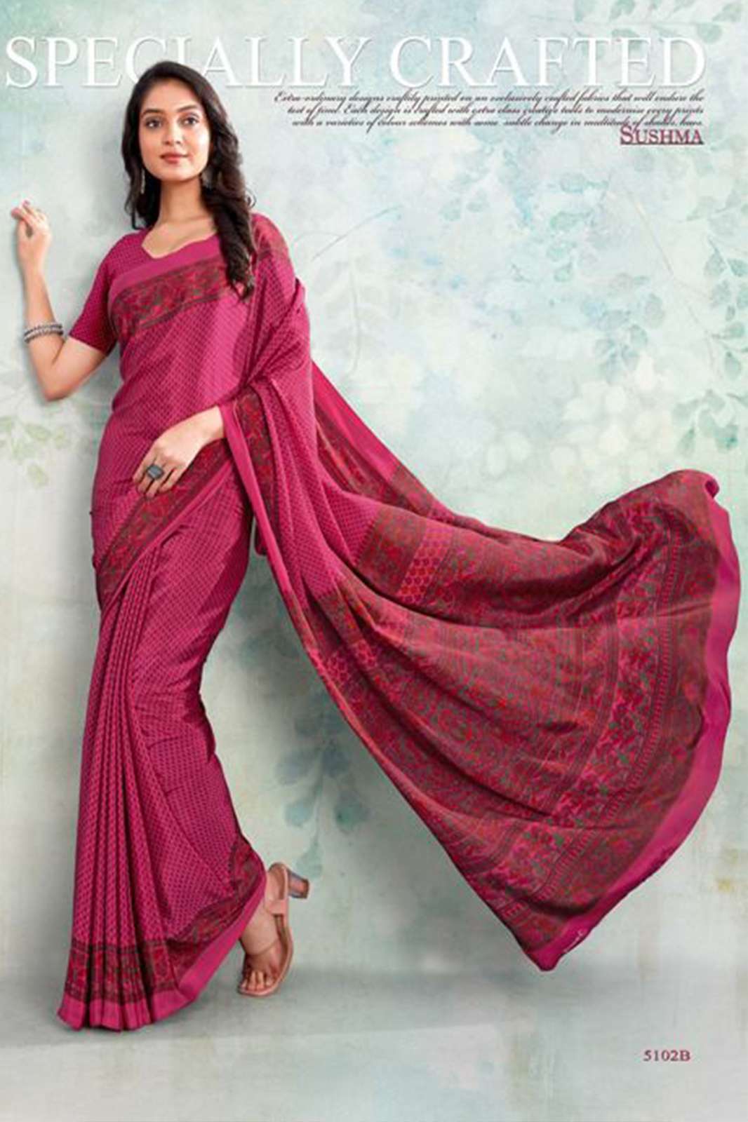SUSHMA SET STARS 51 PRESENTS CREPE PRINTED FANCY WOMEN SAREE COLLECTIONS