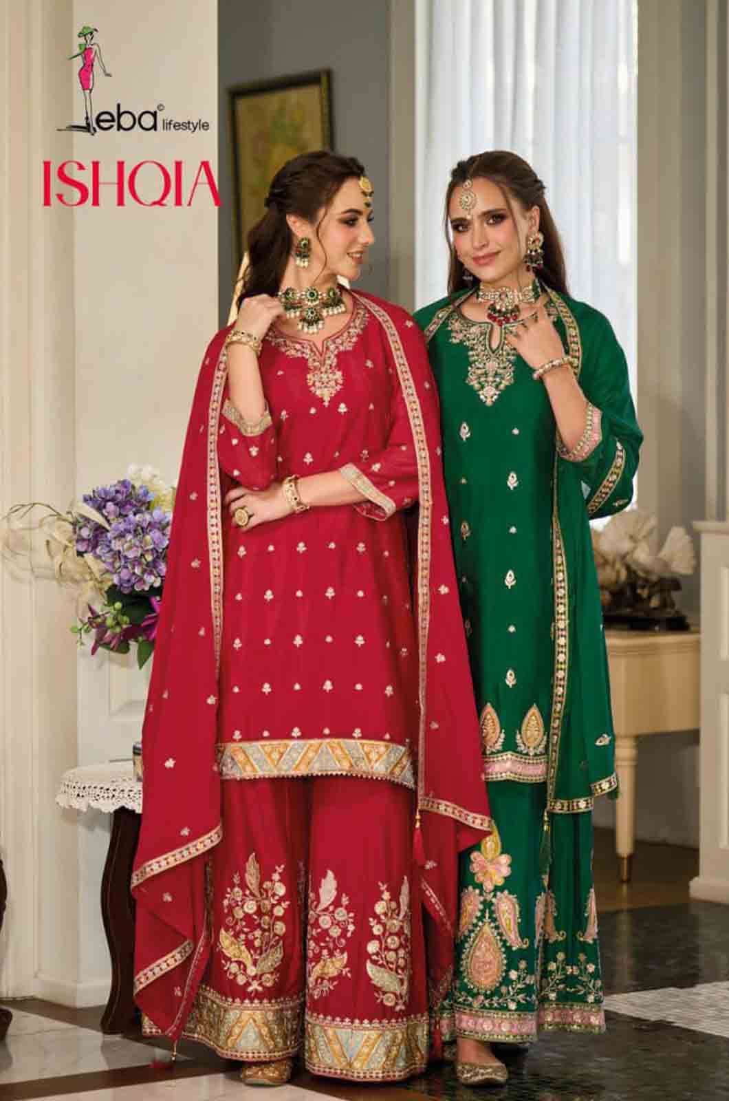 EBA ISHQIA Chinon Suit with Heavy Embroidery