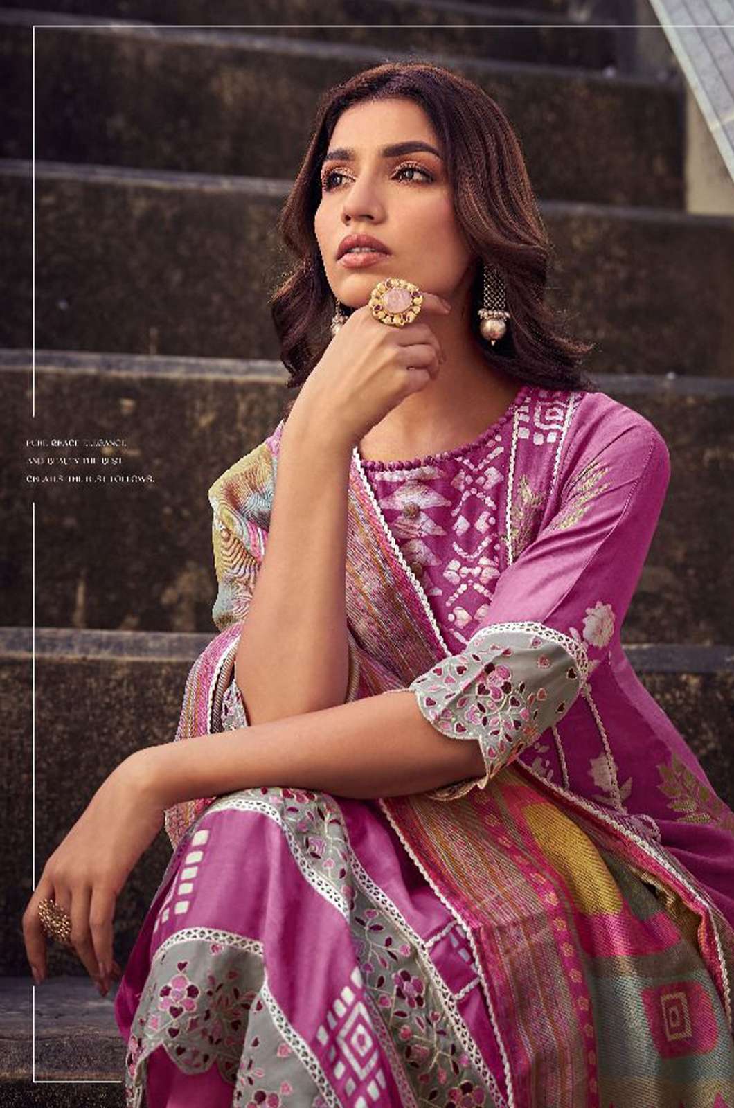 Jay Vijay Claudia 8041 - Pure Linen Digital Print with Embroidery and Hand  Work Suit